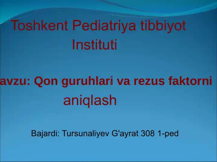 Qon guruhlari va rezus faktorni