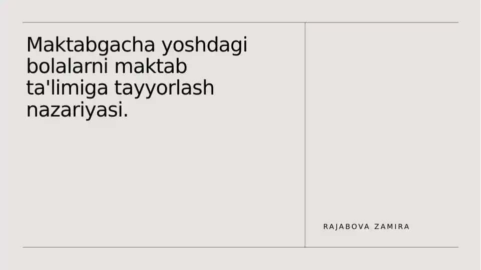 Maktabgacha ta'lim nazariyasi