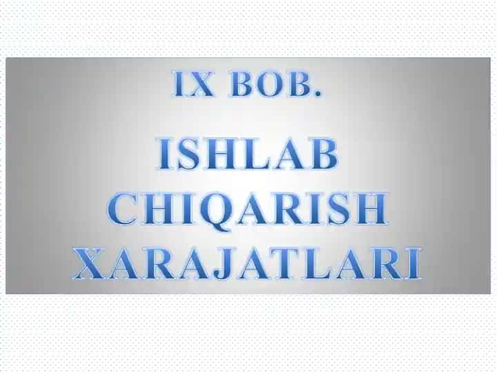 Ishlab Chiqarish Narajatlari