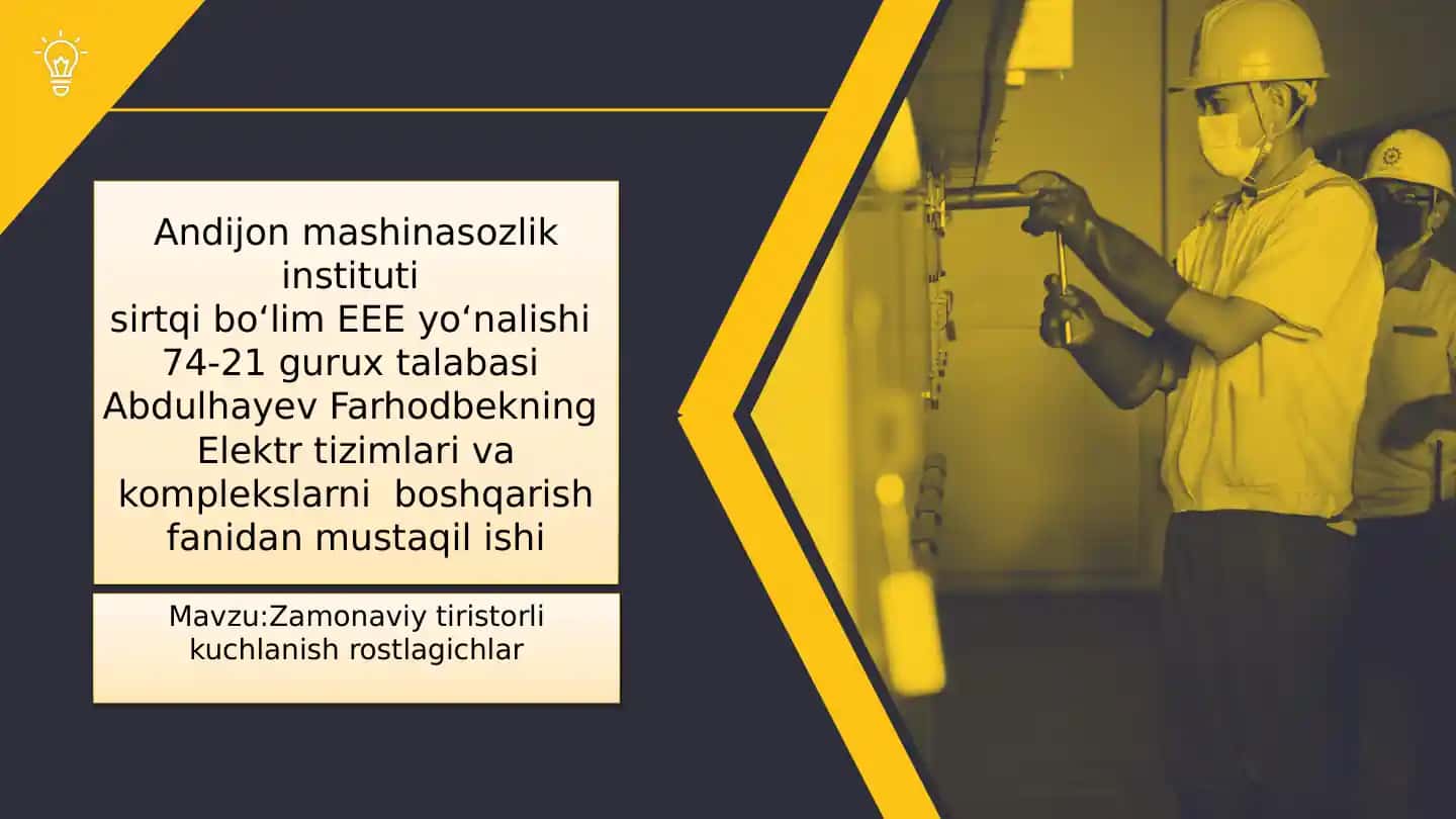 Zamonaviy tiristorli kuchlanish rostlagichlar