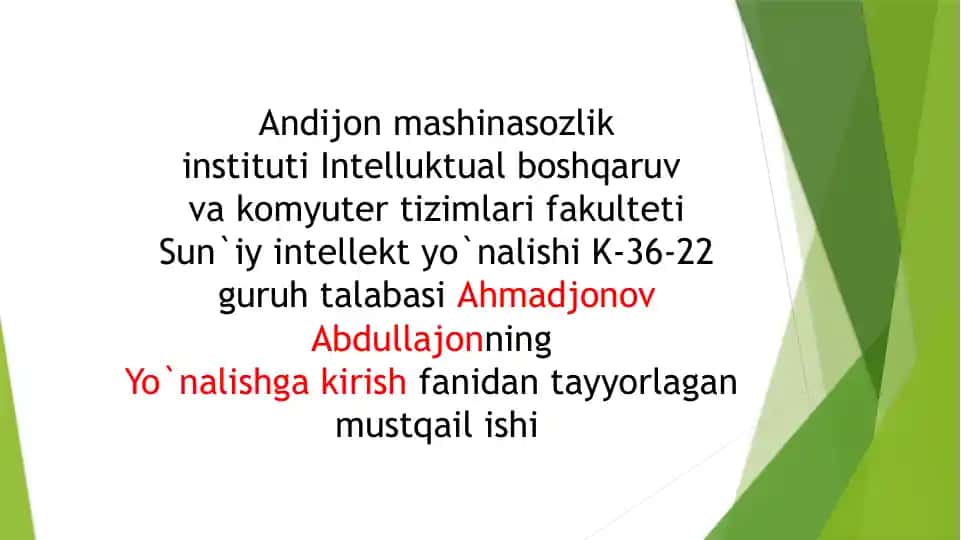 Elektron jadvaldagi mantiqiy elementlarni qo‘llash