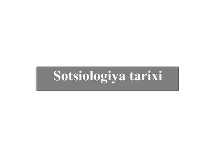 Sotsiologiya tarixi