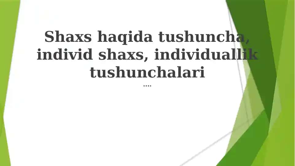 Shaxs tushunchasi