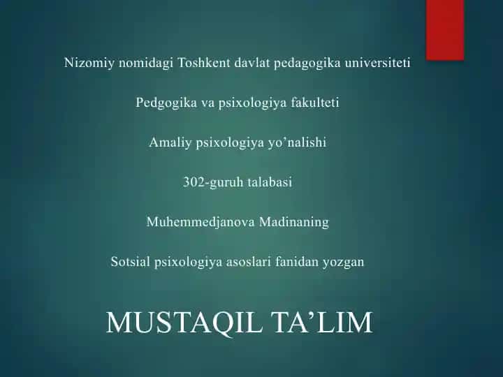 Mustaqil Ta'lim - SHaxs sotsializatsiyasi va bosqichlari