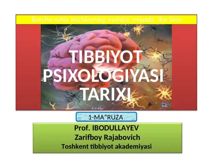 MA”RUZA TIBBIYOТPSIXOLOGIYASI