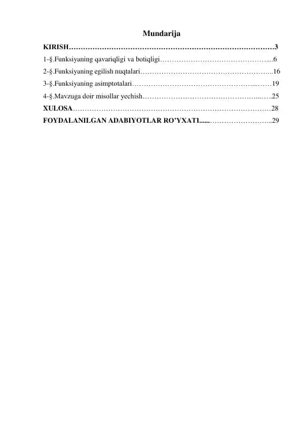 Funksiyaning qavariqligi va botiqligi haqida kurs ishi