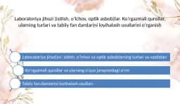 Laboratoriya jihozi (isitish, o‘lchov, optik asbob)lar
