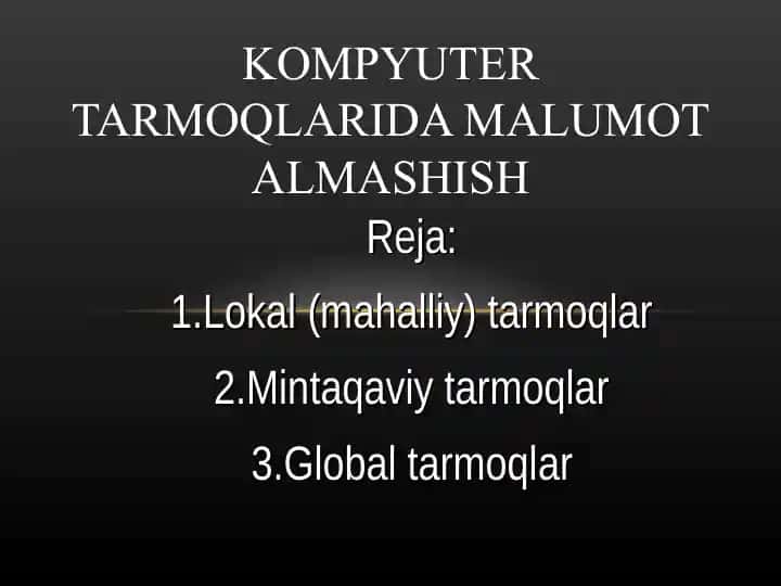 Kompyuter tarmoqlarida malumot almashish