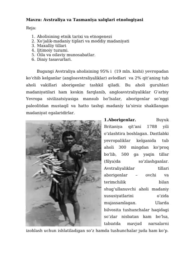 Avstraliya va Tasmaniya xalqlari etnologiyasi