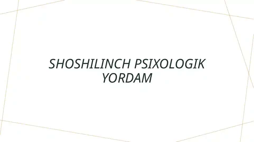 Shoshilinch psixologik yordam