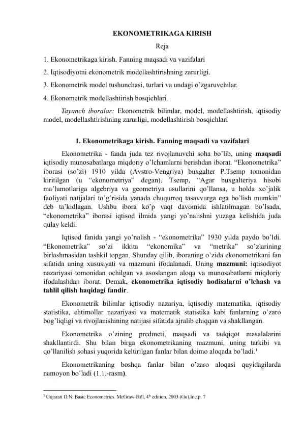 EKONOMETRIKAGA KIRISH