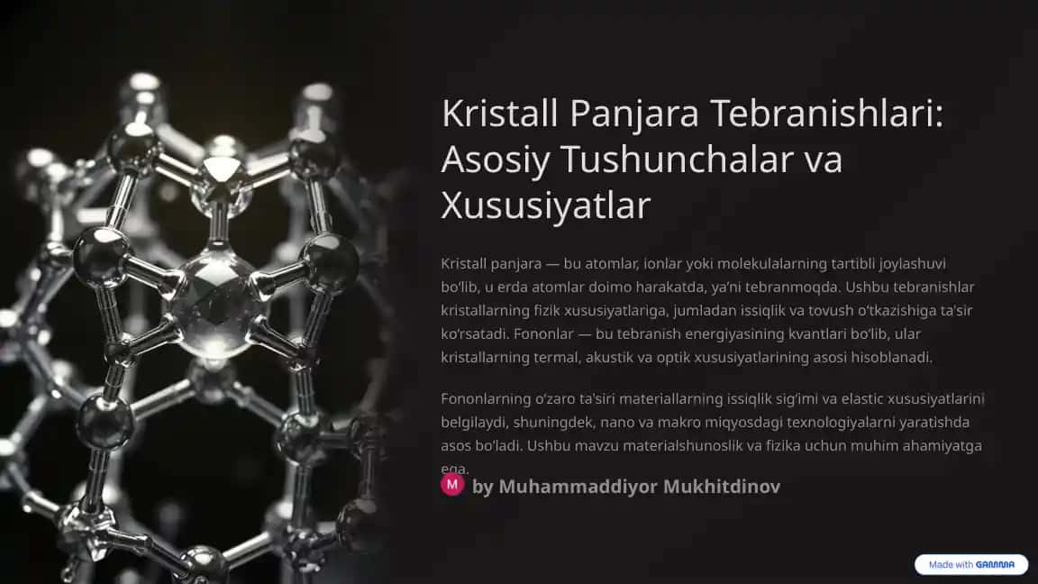 Kristall Panjara Tebranishlari: Asosiy Tushunchalar va Xususiyatlar
