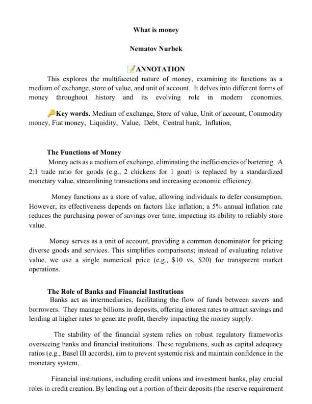 The Functions of Money