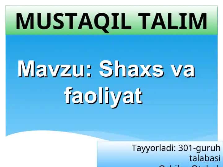 Shaxsvafaoliyat