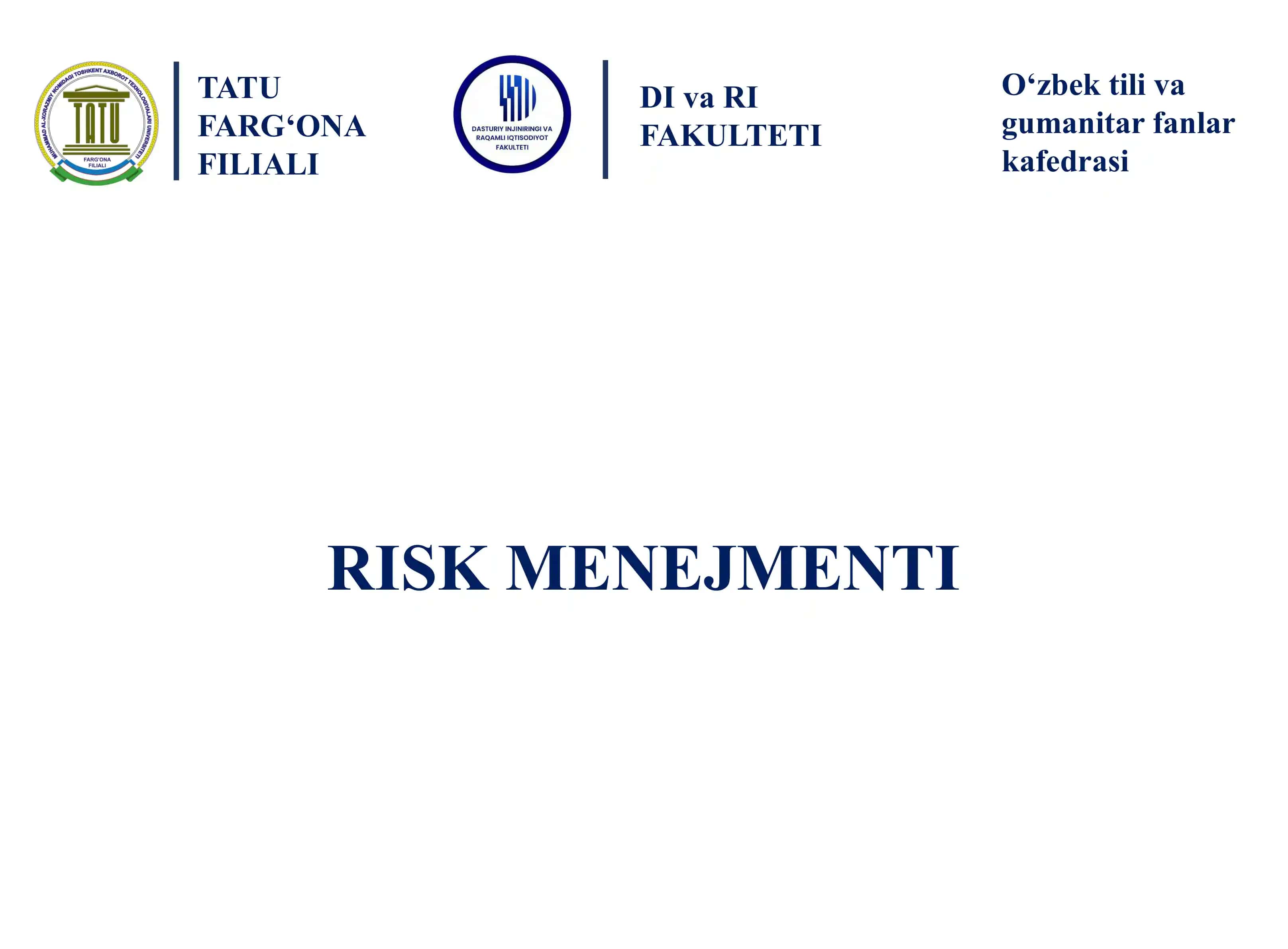 RISK MENEJMENTI