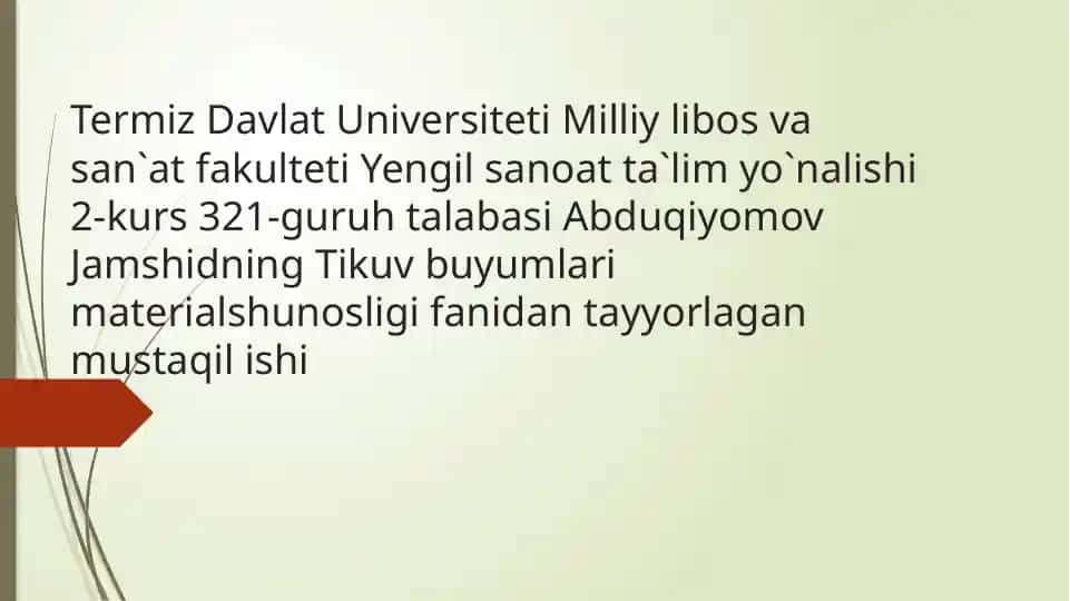 Tandalash haqida umumiy ma'lumot