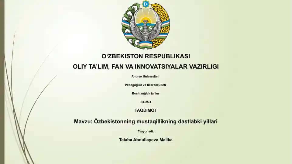 Mustaqillikning dastlabki yillari