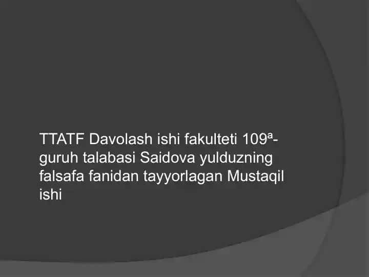 Mustaqil ish - Falsafiy dunyo qarashning o`z-o`zini anglashdagi roli
