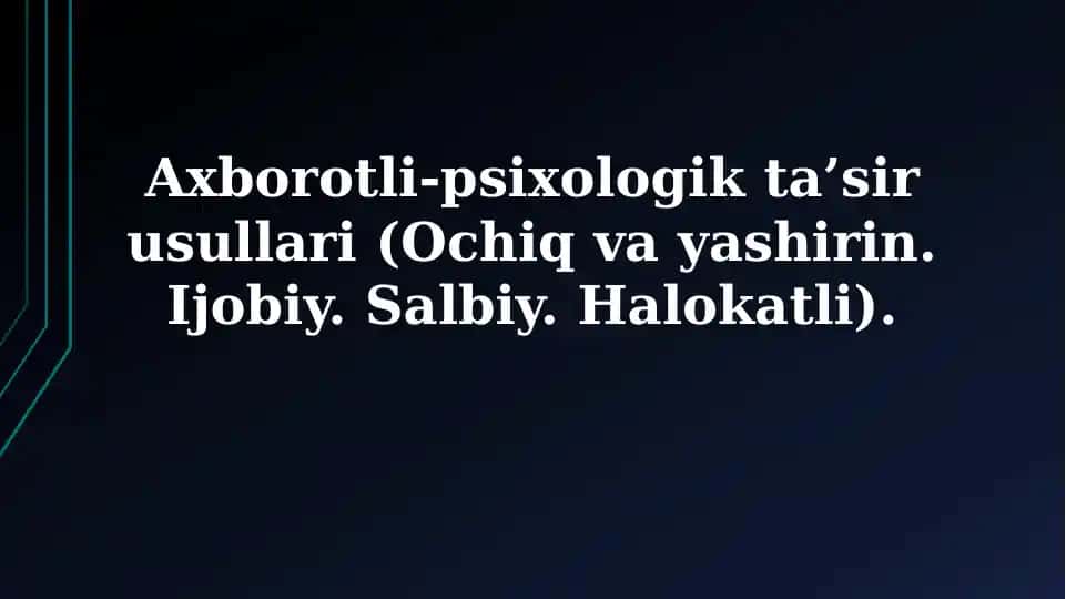 Ma'lumot-psixologik ta'sir usullari