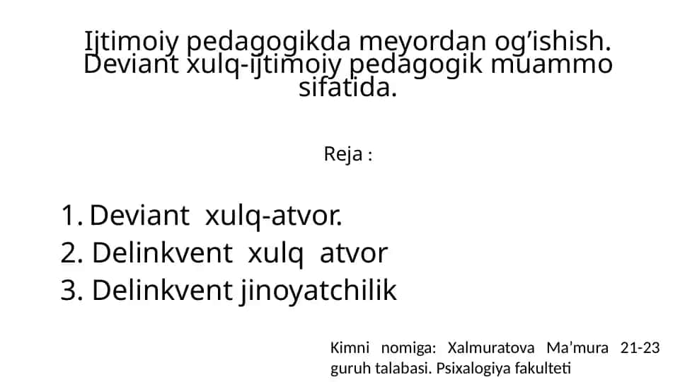 Deviantlik va Delinkventlik