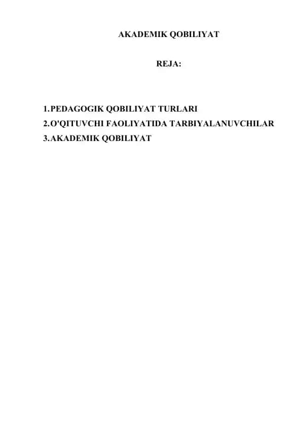 AKADEMIK QOBILIYAT