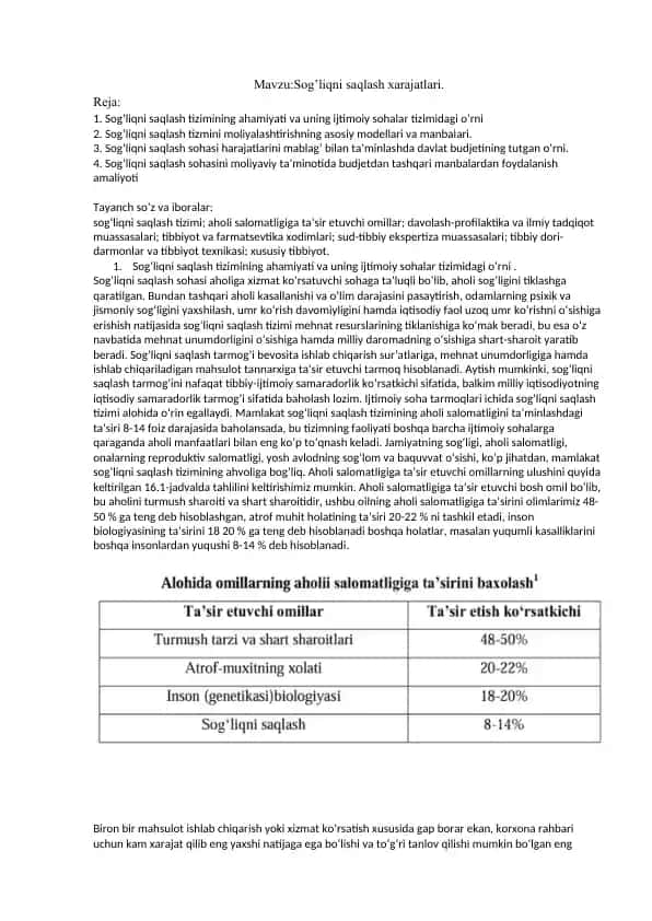 Sog‘liqni saqlash xarajatlari