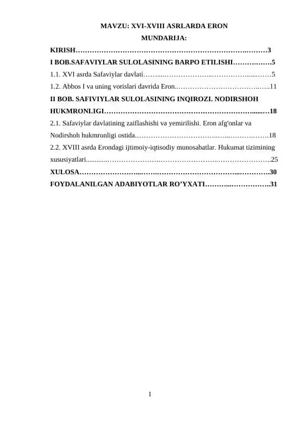 XVI-XVIII Asrlarda Eron