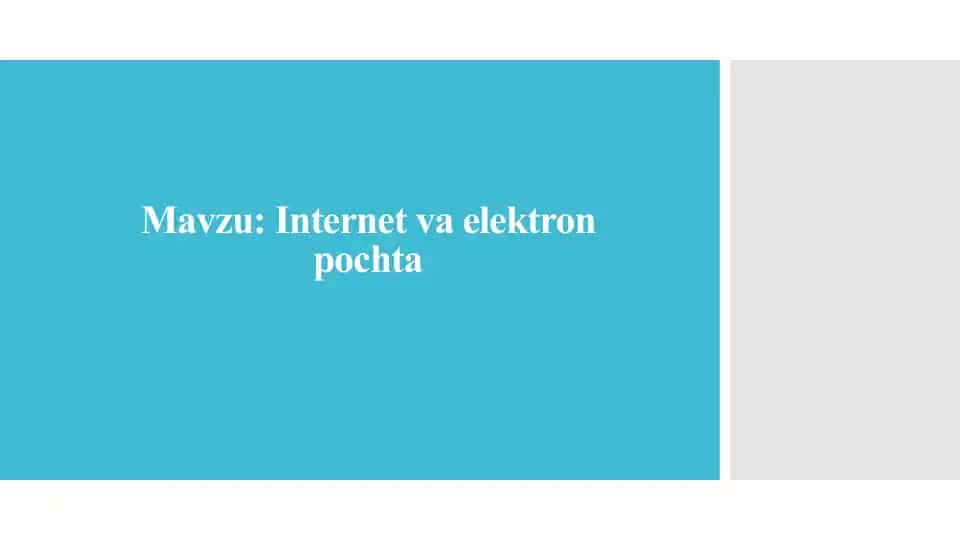 Internet va elektron pochta