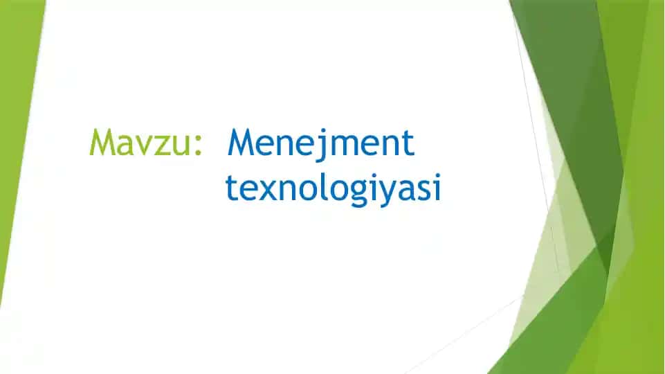 Boshqaruv texnologiyasi