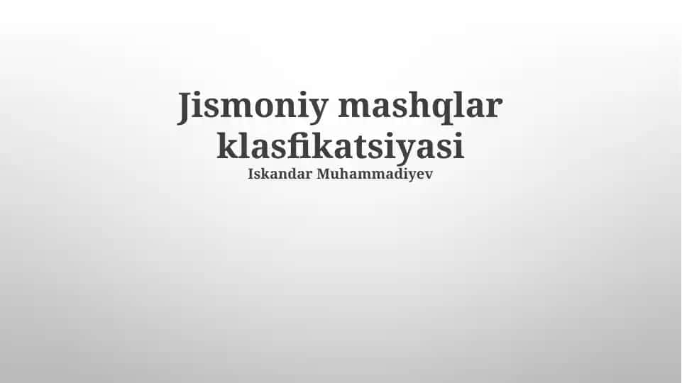 Jismoniy mashqlar klasfikatsiyasi