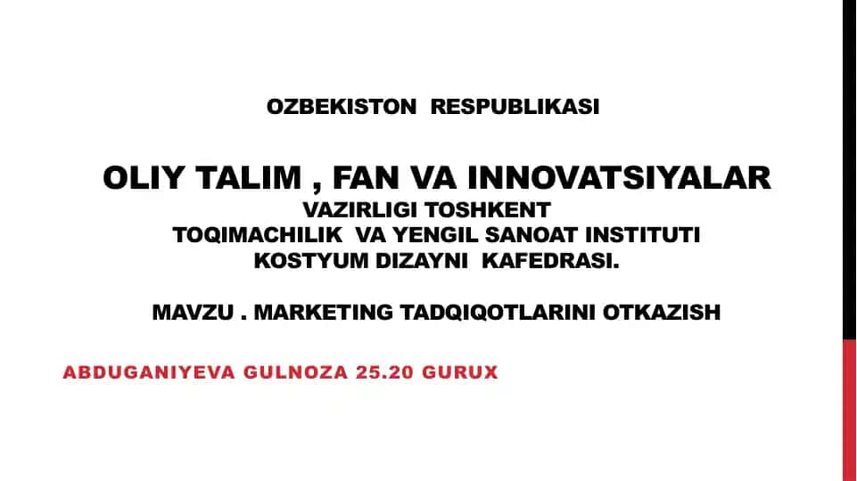 Marketing tadqiqotlarini otkazish