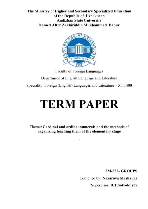Term paper on Cardinal and Ordinal numerals