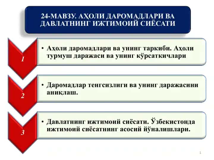 Aholi daromadlari va davlatning ijtimoiy siyosati