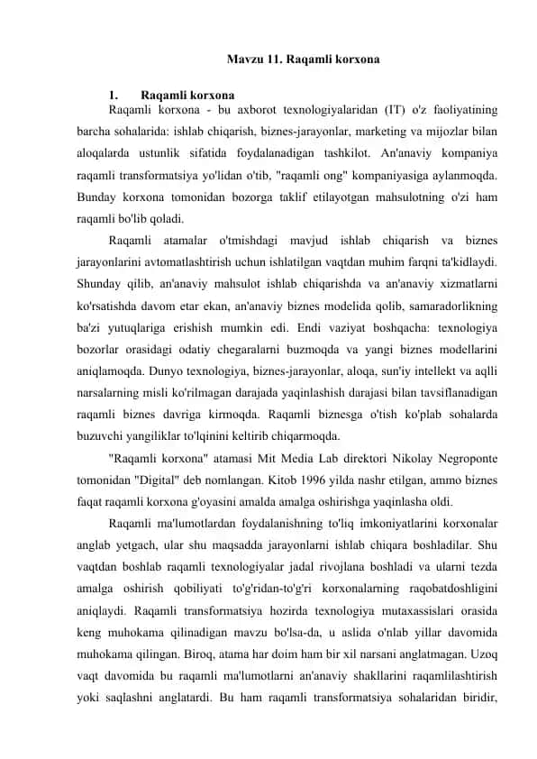 Raqamli korxona