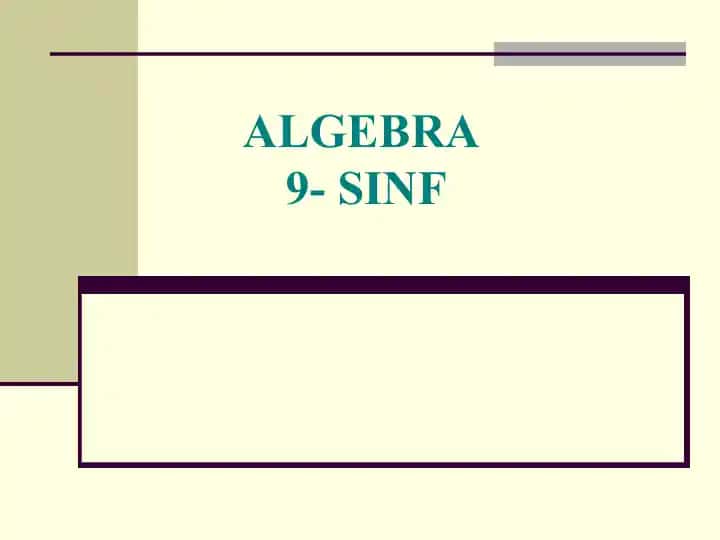 ALGEBRA9- SINF