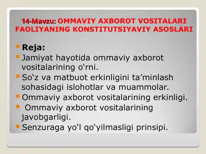 Ommaviy axborot vositalari konstitutsiyaviy asoslari