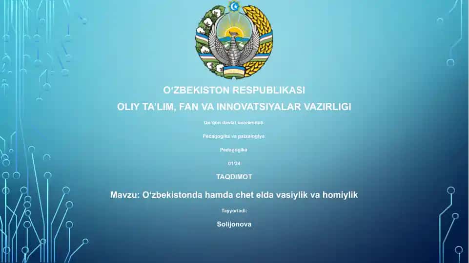 Oʻzbekistonda hamda chet elda vasiylik va homiylik