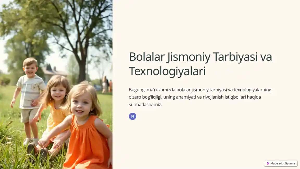 Bolalar Jismoniy Tarbiyasi va Texnologiyalari
