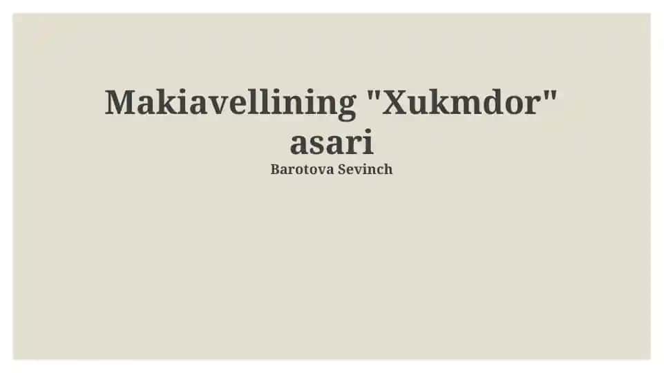 Makiavellining "Xukmdor" asari