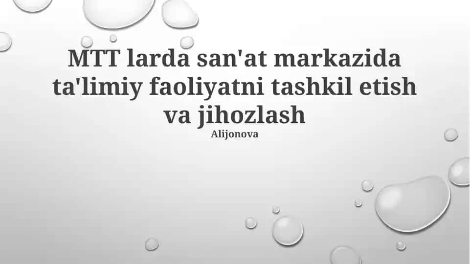 MTT Badiiy Markazida Ta'limiy Faoliyatni Tashkil Etish va Jihozlash