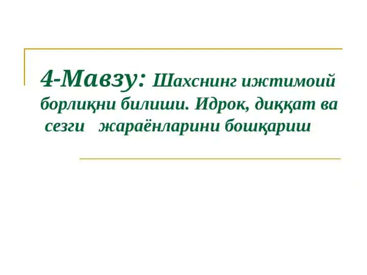 Шахснинг ижтимоий борлиқни билиши