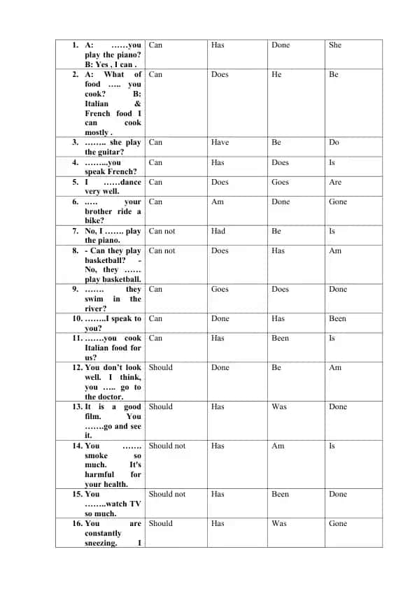 English Grammar Exercise