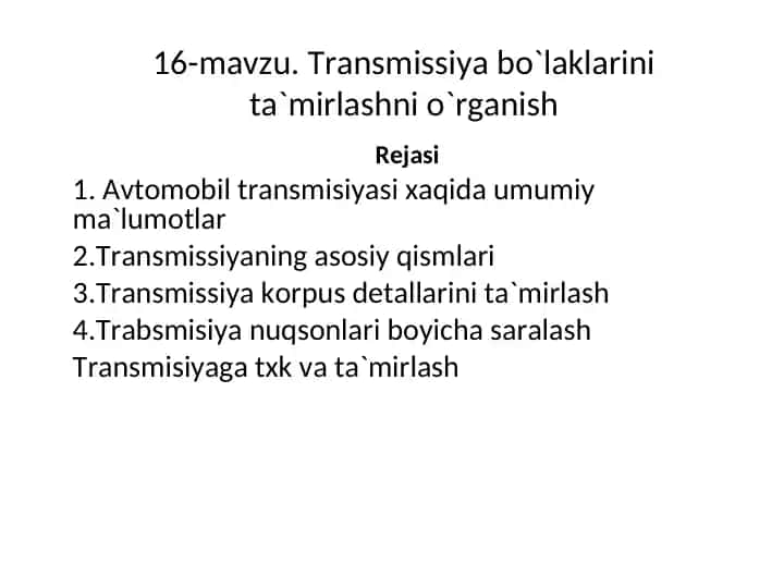 Transmissiya ta'mirlash