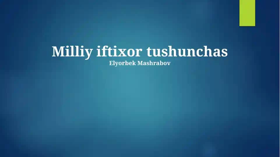 Milliy iftixor tushunchasi