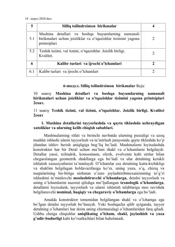 Silliq tsilindrsimon birikmalar