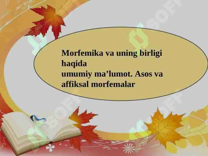 Morfemika va uning birligi haqida umumiy ma'lumot. Asos va affiksal mofemalar
