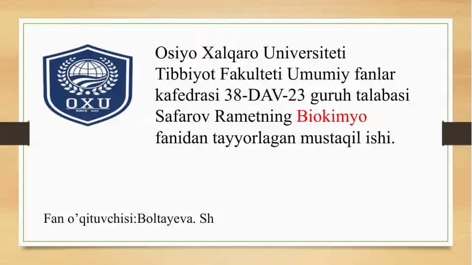 Biokimyoviy Sensorlar