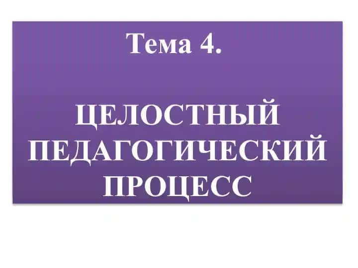 Целостный педагогический процесс