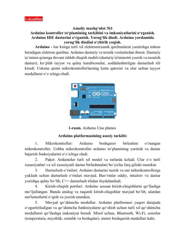 Arduino kontroller to‘plami