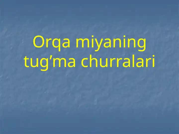 Orqa miyaning tug’machurralari